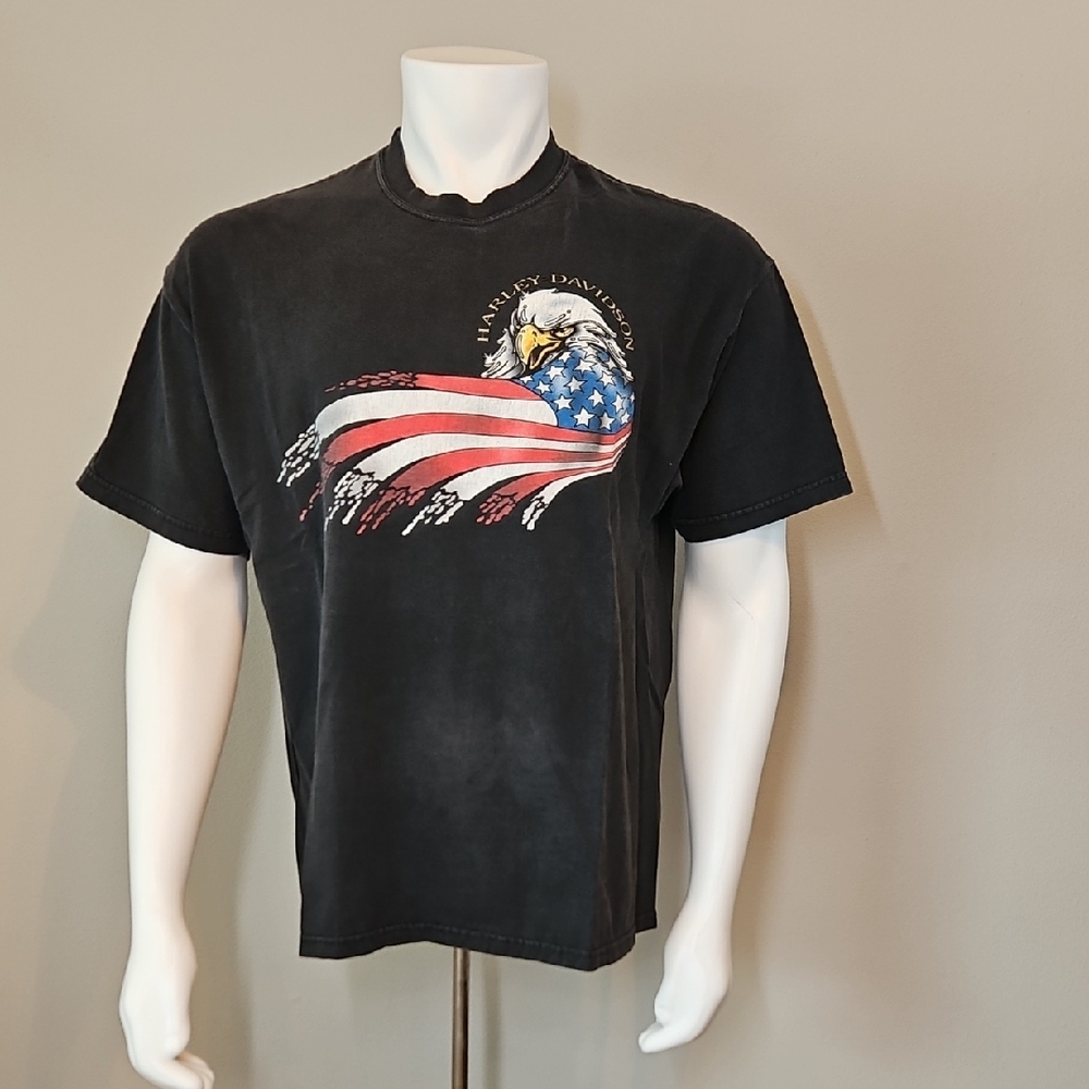 Harley-Davidson Thunder Creek Chattanooga TN Eagle Flag Black Tee